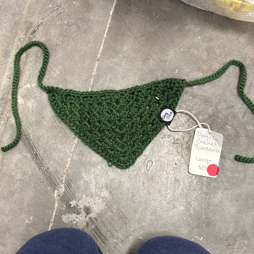 Green Crochet Dog Bandana